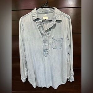 LOFT Light Blue Casual Button-Down Shirt